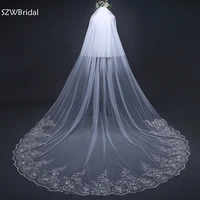 new arrival white ivory 2 layers wedding veils long lace edge bridal veil 2022 wedding accessories bride veu wedding veil
