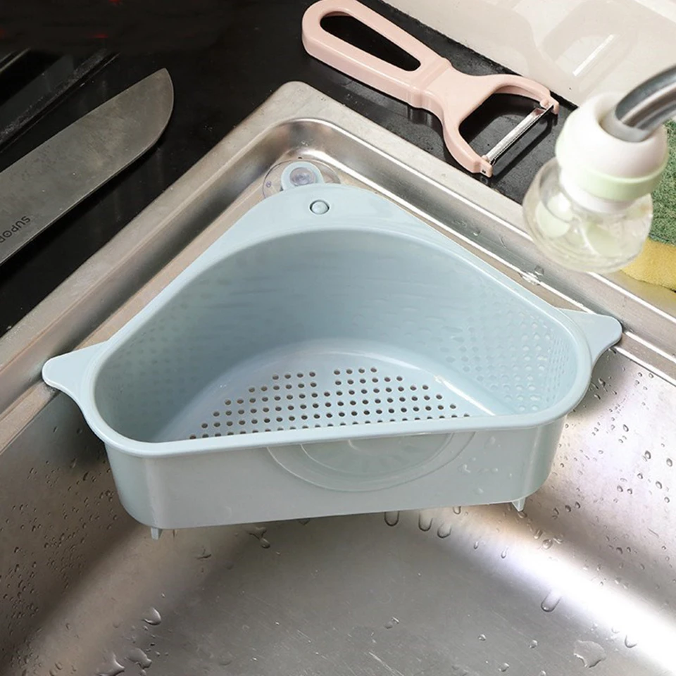 Triangular Sink Drain Shelf Drop Shipping Kitchen Gadget Vegetable Shelving Suction Cup Sponge Rack Storage Tool |