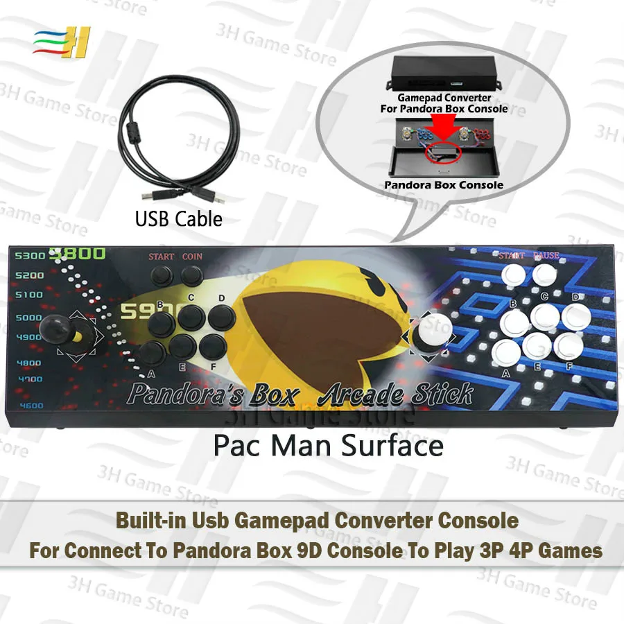 Встроенный Pandora Box 9D Usb конвертер геймпада консоль для подключения к Pandora Box 9D контроллер консоль для игры 3P 4P аркадная игра - Цвет: pacman