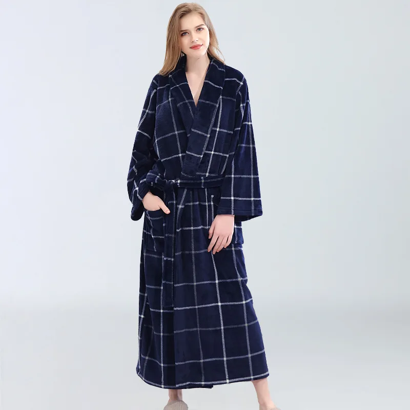 Ladies'ночные халаты фланелевые женские халаты проверенные печатные ночные рубашки с зимними лацканами и галстуками Большие размеры L до XXXL
