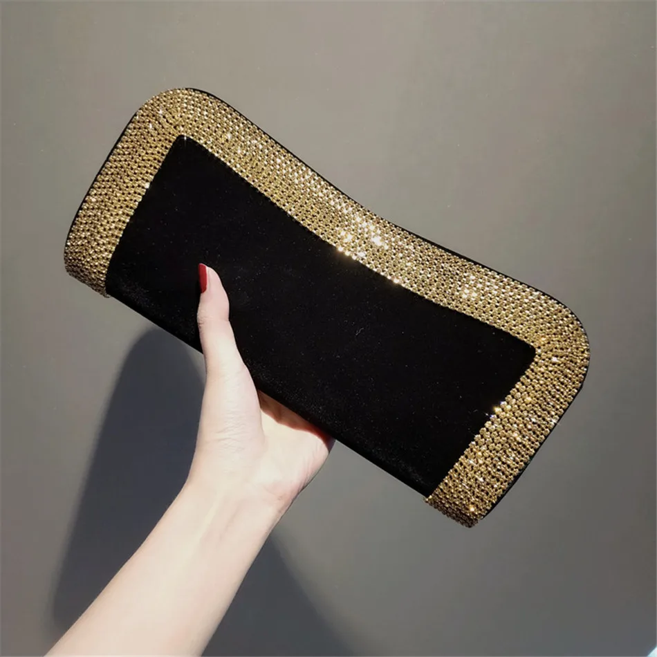 

New fashion Velvet ladies rhinestones banquet evening party vintage bag