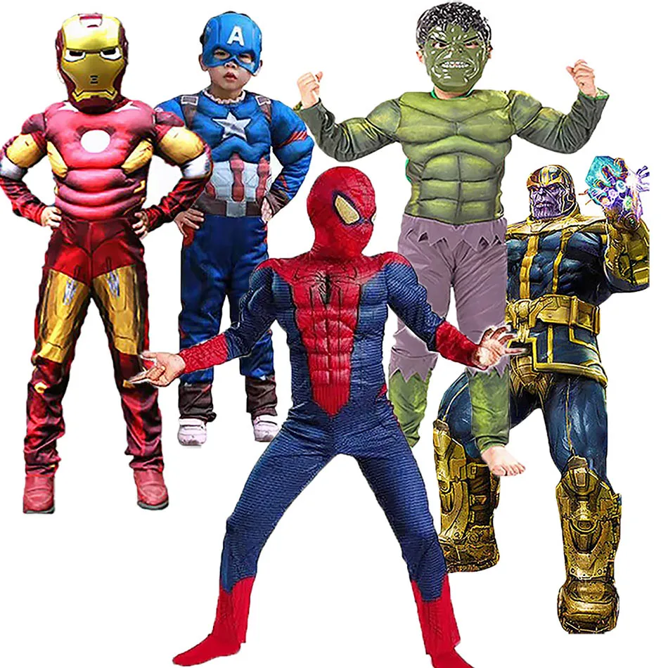 Костюм-боди для мальчиков Железный человек Человек-паук Халк От 4 до 12 лет |