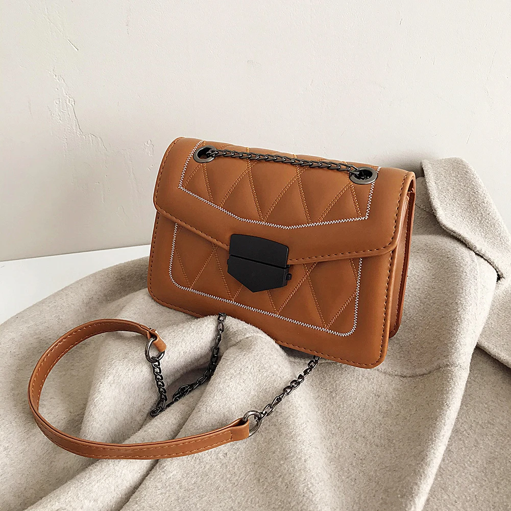 

Women PU Shoulder Bag Small Ladies Solid Chain Travel Envelope Messenger Clutch Fashion Exquisite Shopping Bag