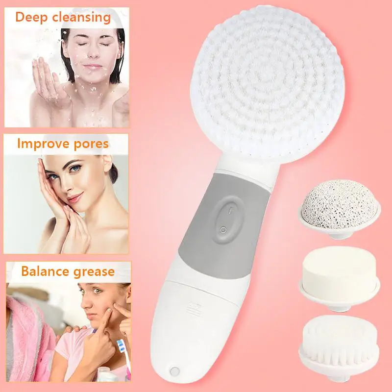 Мини 4 в 1 электрическая щетка для очищения лица инструмент удаления черных точек