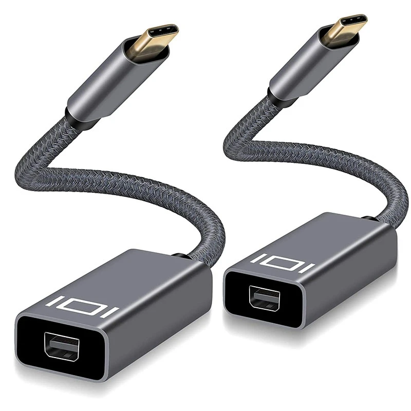 

2 x адаптер USB C/ Type-C к мини DisplayPort Ultra HD, адаптер с кабелем 4K @ 60 Гц/2K @ 144 Гц, подходит для компьютера Apple