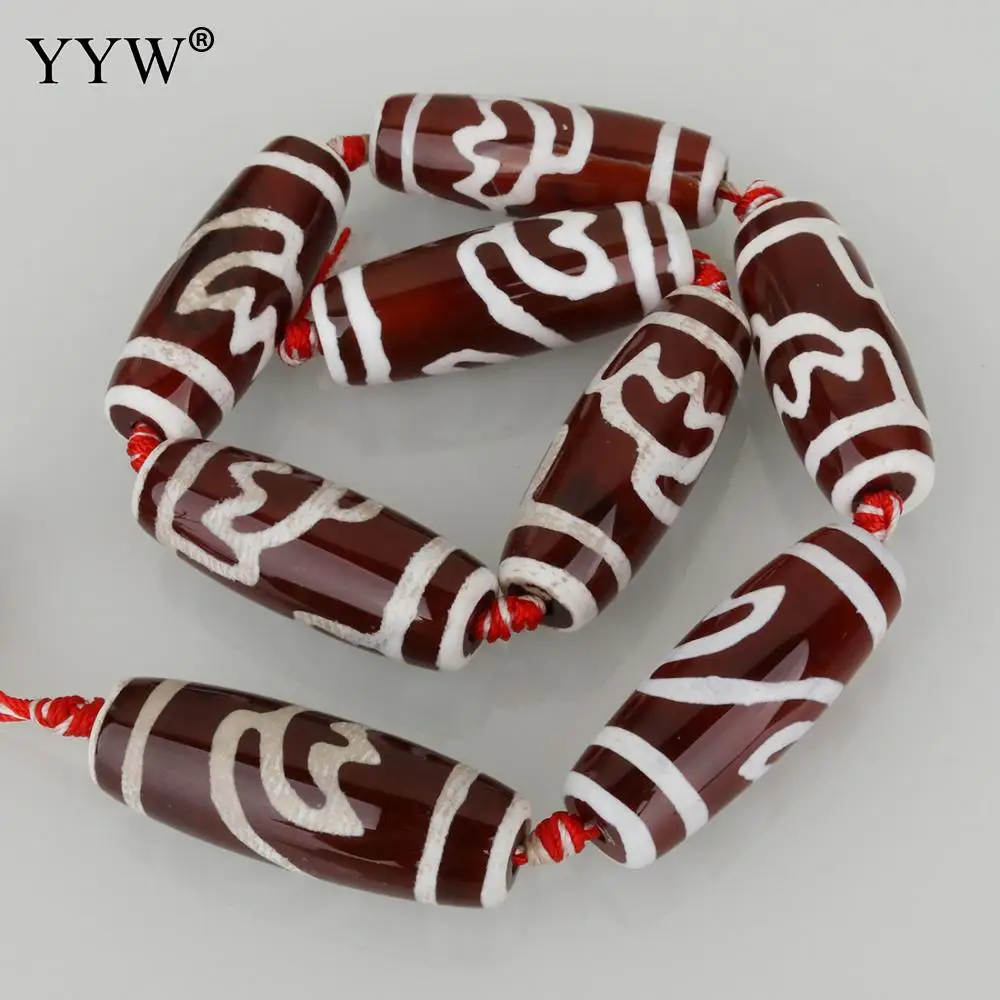 

8PCs/Strand Natural Tibetan Agates Dzi Beads Red Black Antique Green Stone Lotus Flower Sold Per Approx 14.5 Inch Strand