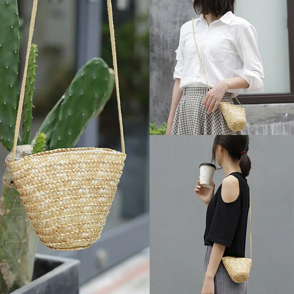 Сумка кросс-боди для женщин и девушек соломенный клатч в стиле бохо из ротанга