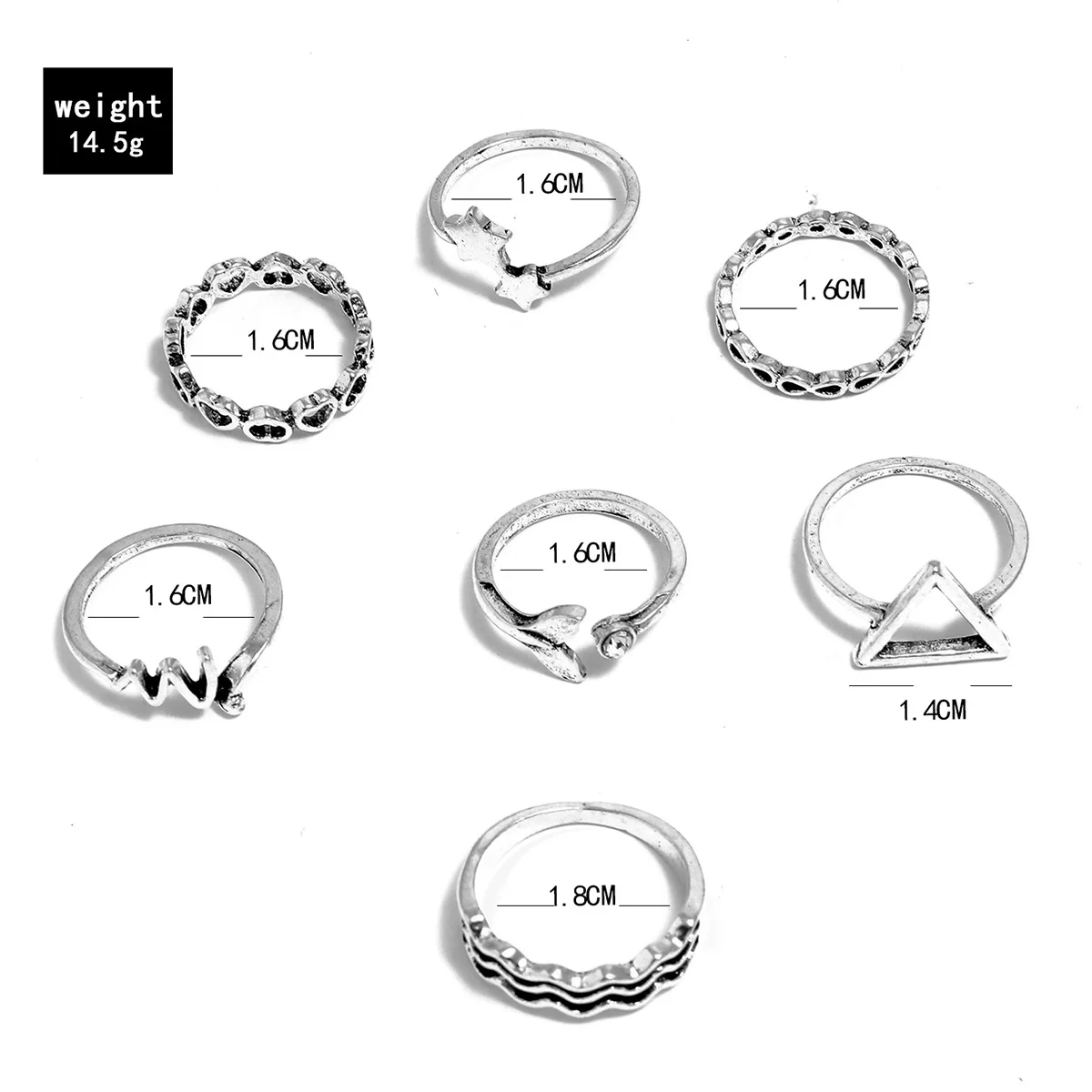 7 шт./компл. новые модные серебряные геометрические кольца с хвостом русалки