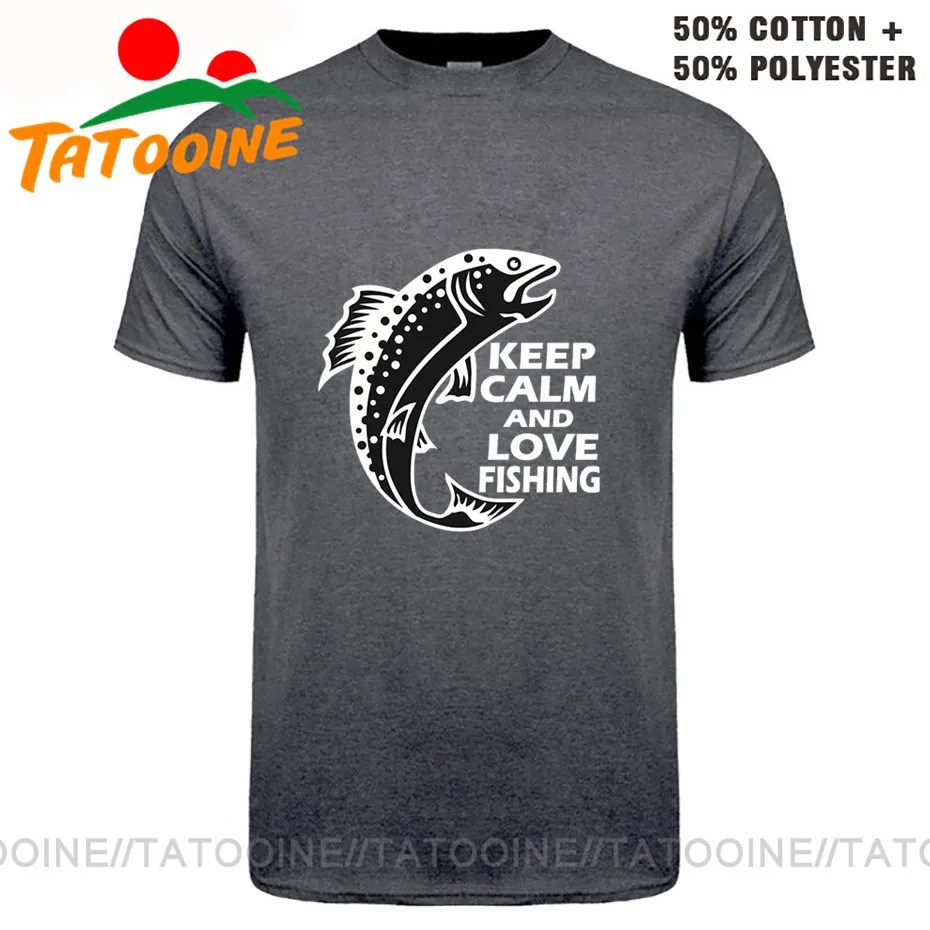 Мужская футболка Tatooine Fishinger с надписью Keep Calm And Go Fishing Love хлопковая коротким