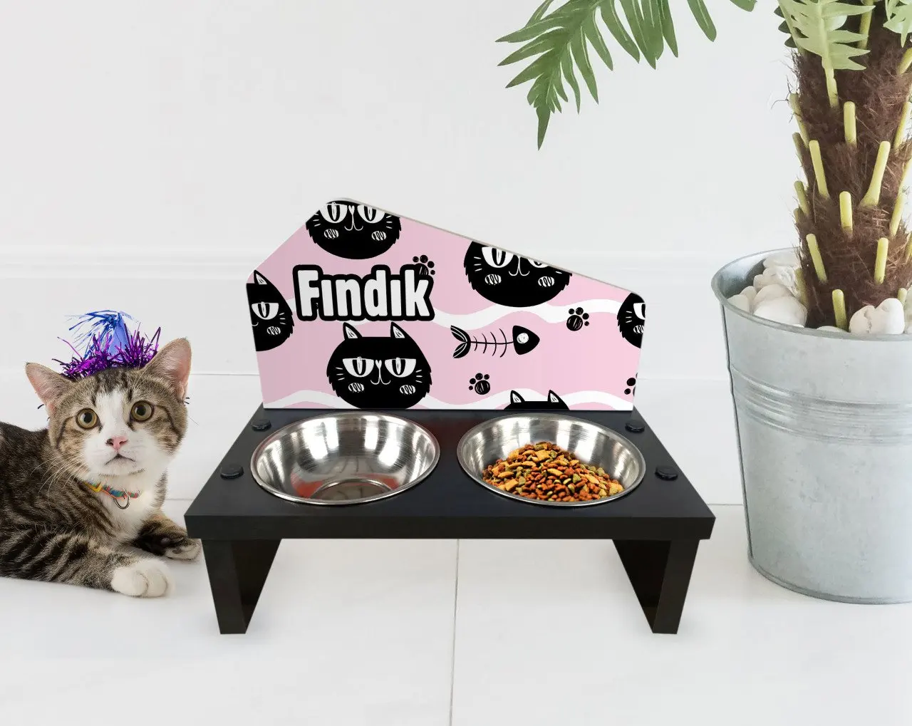 

Pet Dostunuza Special Steel Kaseli Wooden Cat Mama and Water Kabı-2 Eco-Friendly Animal Love Hygiene Handy Is Design