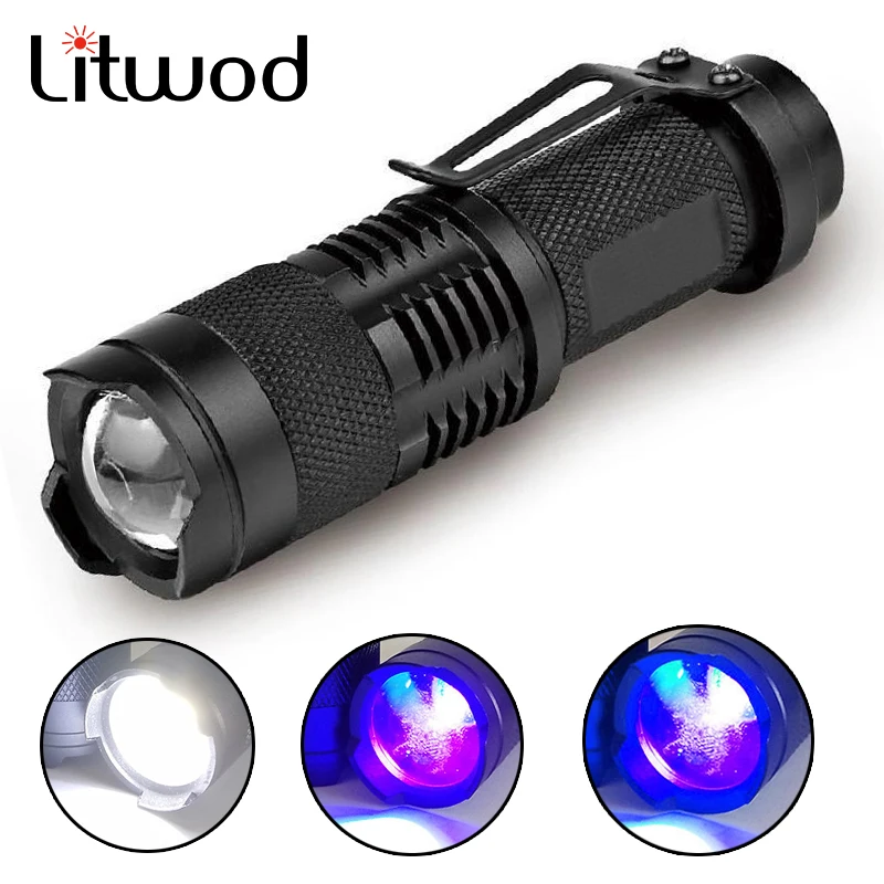 

New design UVC 365 395 Penlight Focus Lantern Led Flashlight Torch Light Bulbs Q5 SK68 Adjustable Aluminum Alloy 2000 5W Black