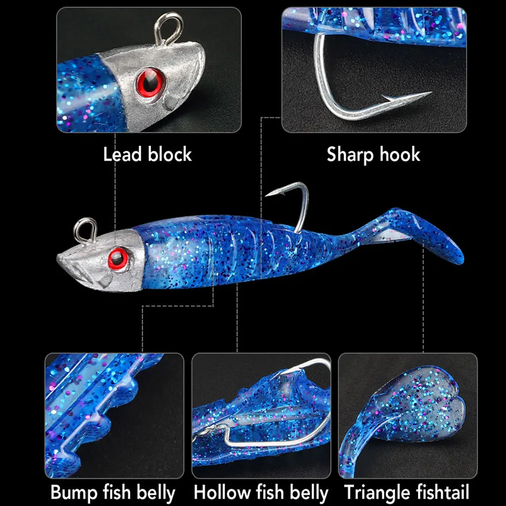JACKFISH 8 см 9 г джиггинг Мягкая приманка рыболовные приманки 5 цветов приманки из свинца ведущий крючок рыба Т хвост морской бас приманка рыболовные снасти