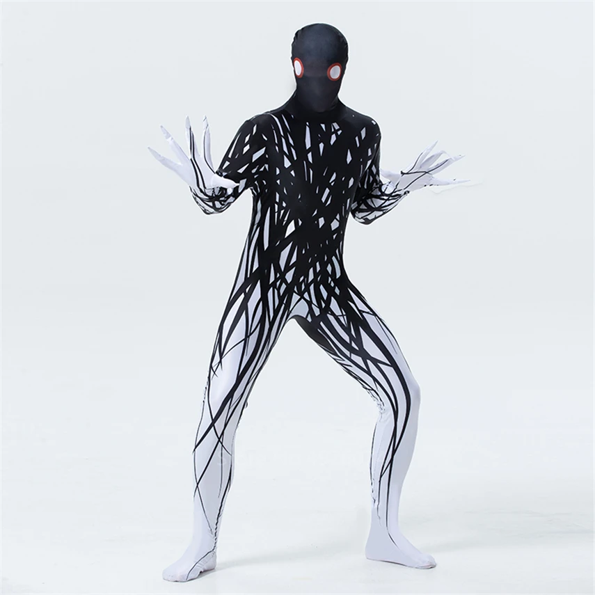 Новый черный призрак зентай Хэллоуин Карнавальный костюм для взрослых человек