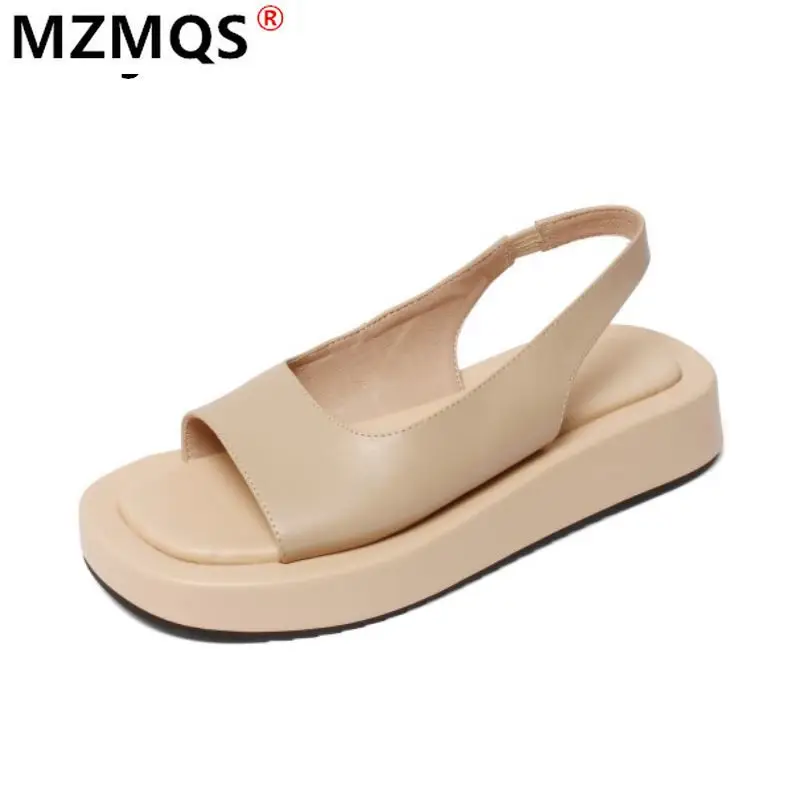 

2021 Summer Fashion Elastic Band Women's Pu Leather Casual Sandals Outdoor Beach Open Toe Sandals Shoes for Woman Zapatos Mujer