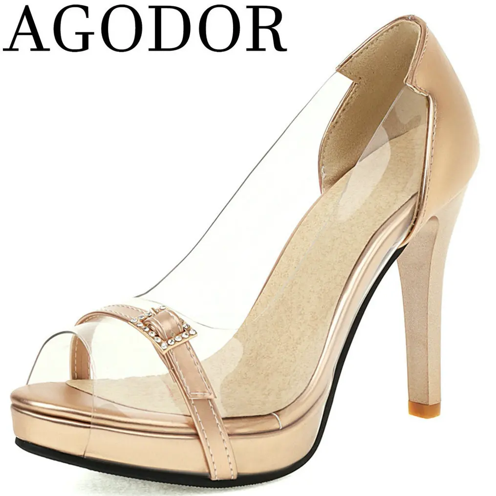 AGODOR 2021 женские прозрачные туфли лодочки на каблуке шпильке высоком На платформе