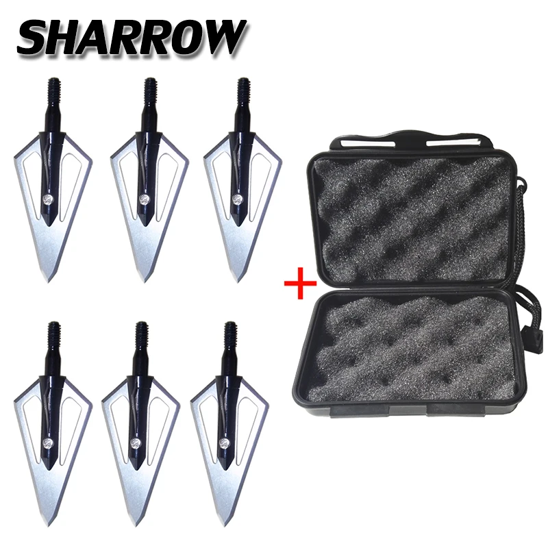 

6pcs Archery Hunting Broadheads 4 Blades Arrowhead 100Gr Arrow Point Target Shooting Tips Crossbow Compound Recurve Bow Head