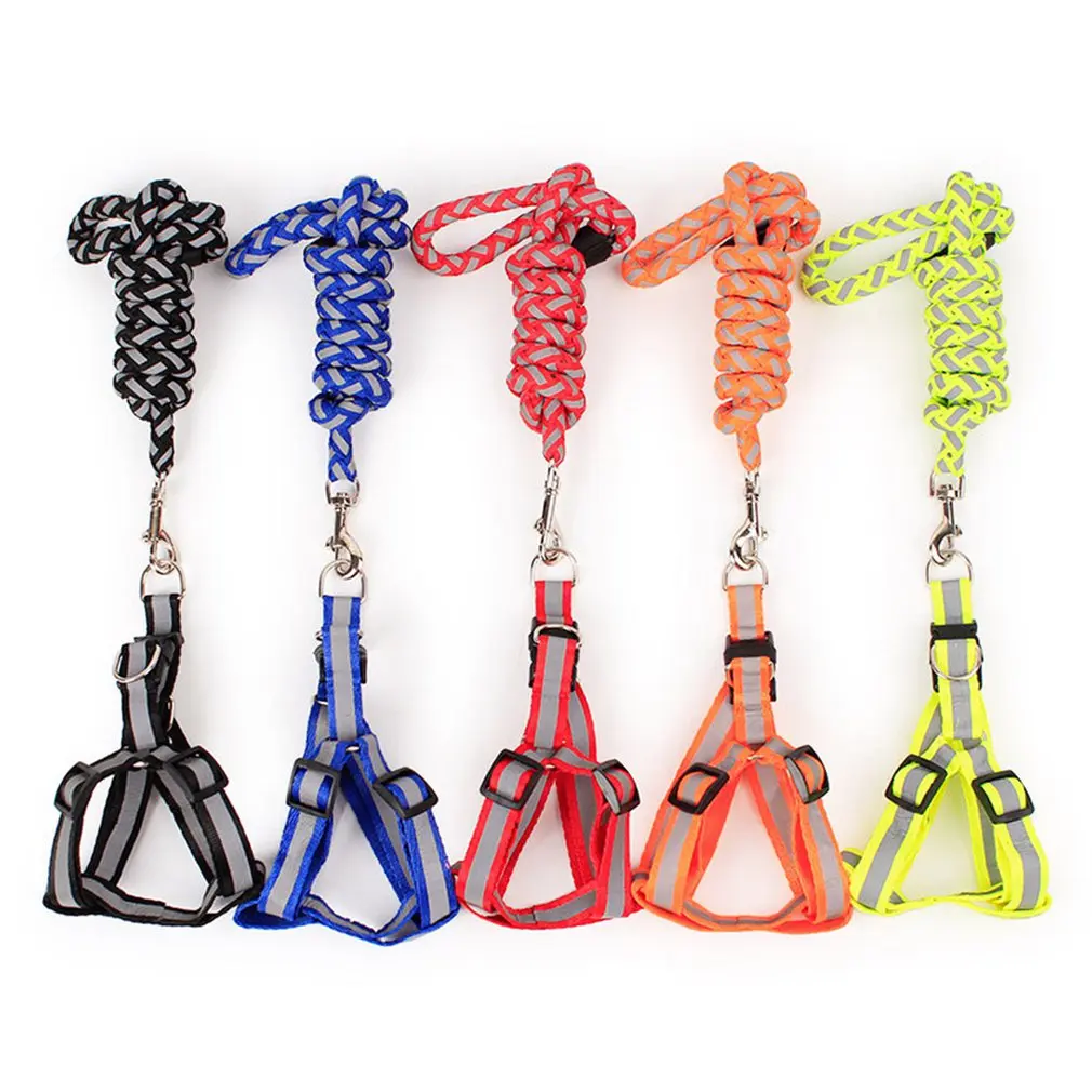 

Strong Reflective Dog Leash Pet Leads Belt Adjustable Traction Rope Walking Fluorescence Harness Chest Strap Chain 5 color/sizes