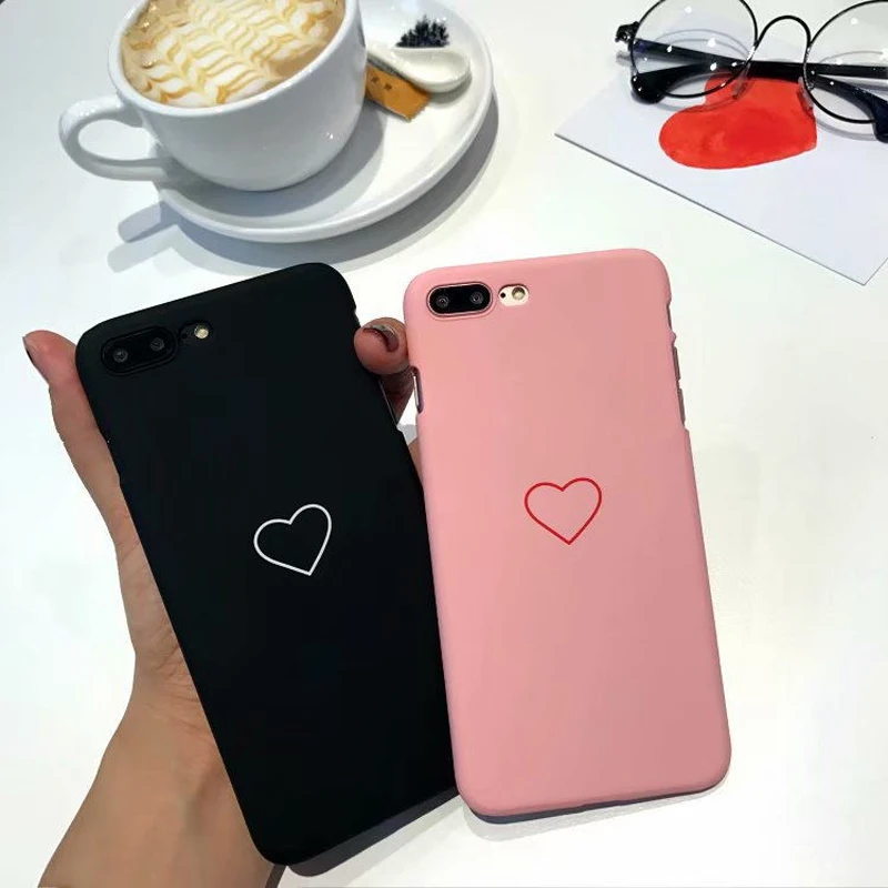 Чехол с рисунком в виде сердца для iPhone 6 6S 7 8 Plus парная задняя крышка Матовый