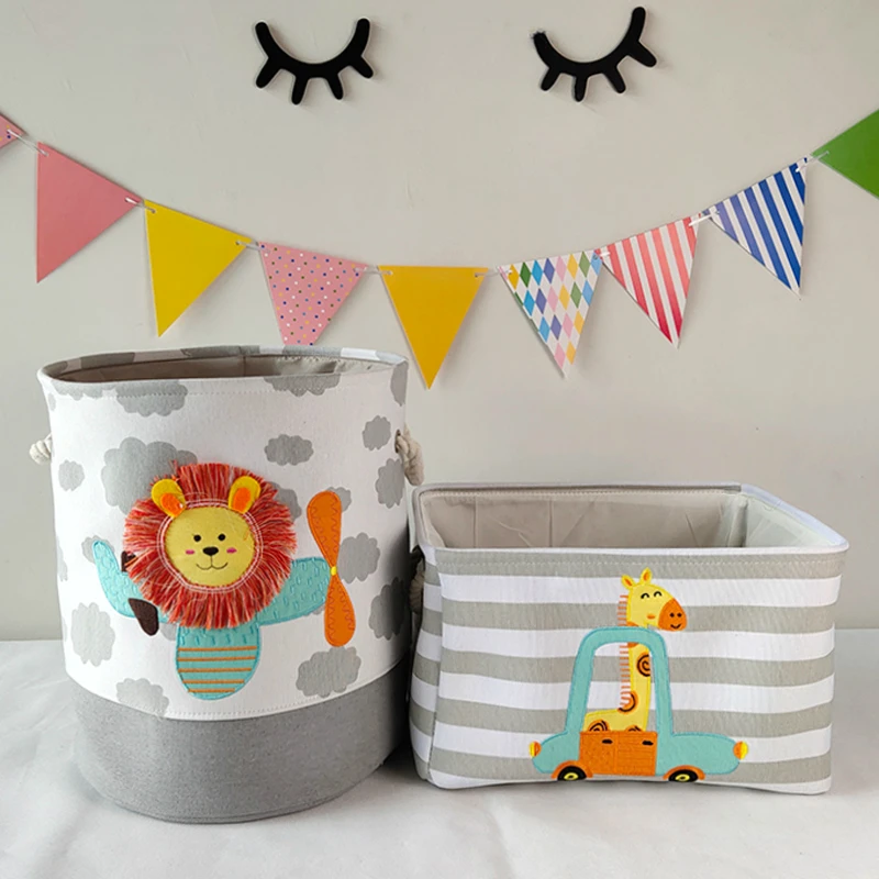 

Baby Toys Storage Box Canvas Basket Cute Cartoon Lion Foldable Storage Basket For Kid Dirty Clothes Bucket Organizer Laundry Bag