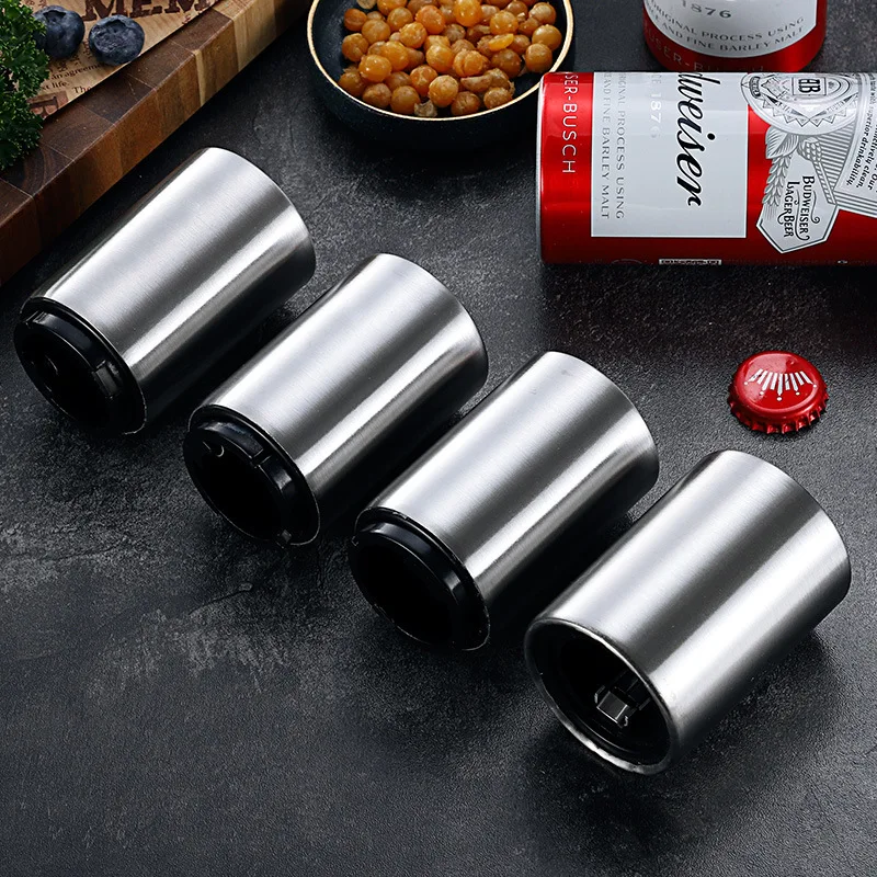 

Semi-automatic Beer Opener Stainless Steel Magnet Beer Bottle Opener Bar Drink Tools