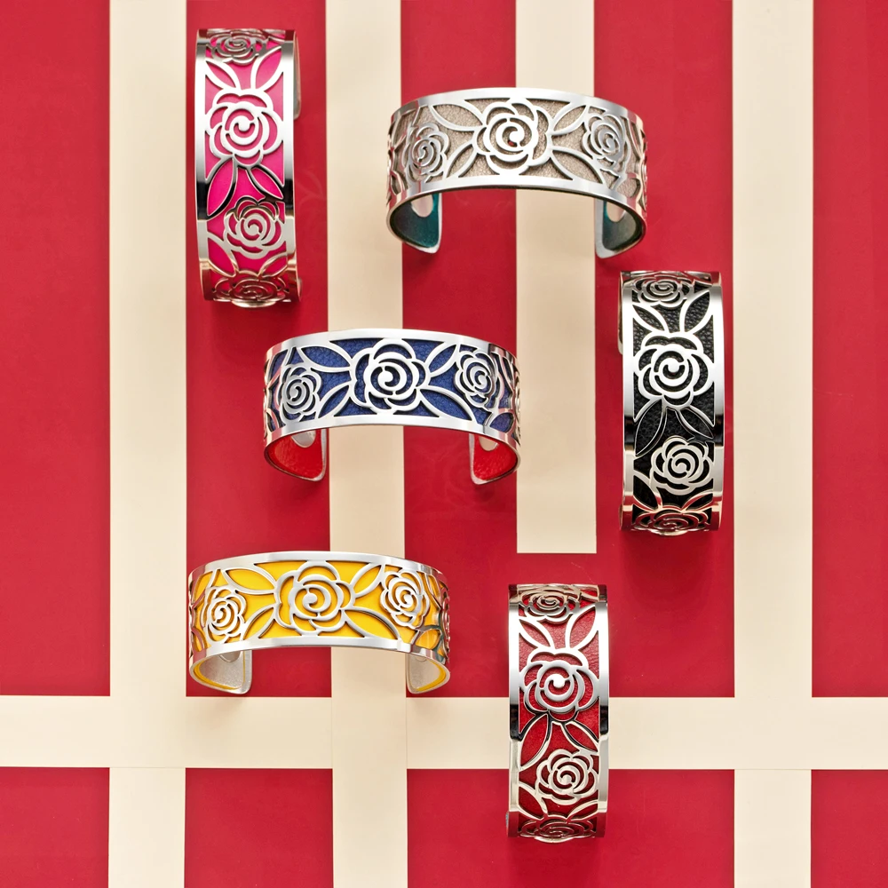 Legenstar Rose pattern Interchangeable Cuff Bracelet Manchette Femme 2020 Stainless Steel Bangles Bracelets For Women Jewelry | Украшения и