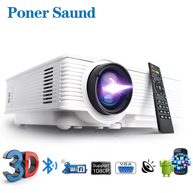 Poner Saund GP9 проектор 3D HDMI Full HD портативный мини для Android 1080p видео 4k Умный домашний