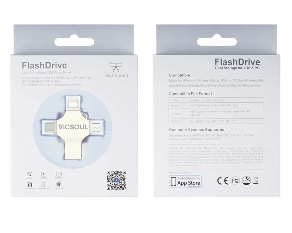 Vicsoul 4 в 1 USB 3,0 флеш-накопитель для iPhone/Android Тип C Usb ключ OTG Флешка 128 Гб 64 ГБ 32 ГБ 16 ГБ мини-флешка