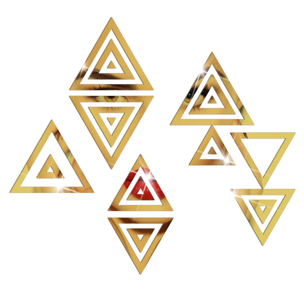 

20 Pcs Hollow Triangle Acrylic Mirror Wall Stickers Bedroom Living Room Decor Home Decoration Accessories