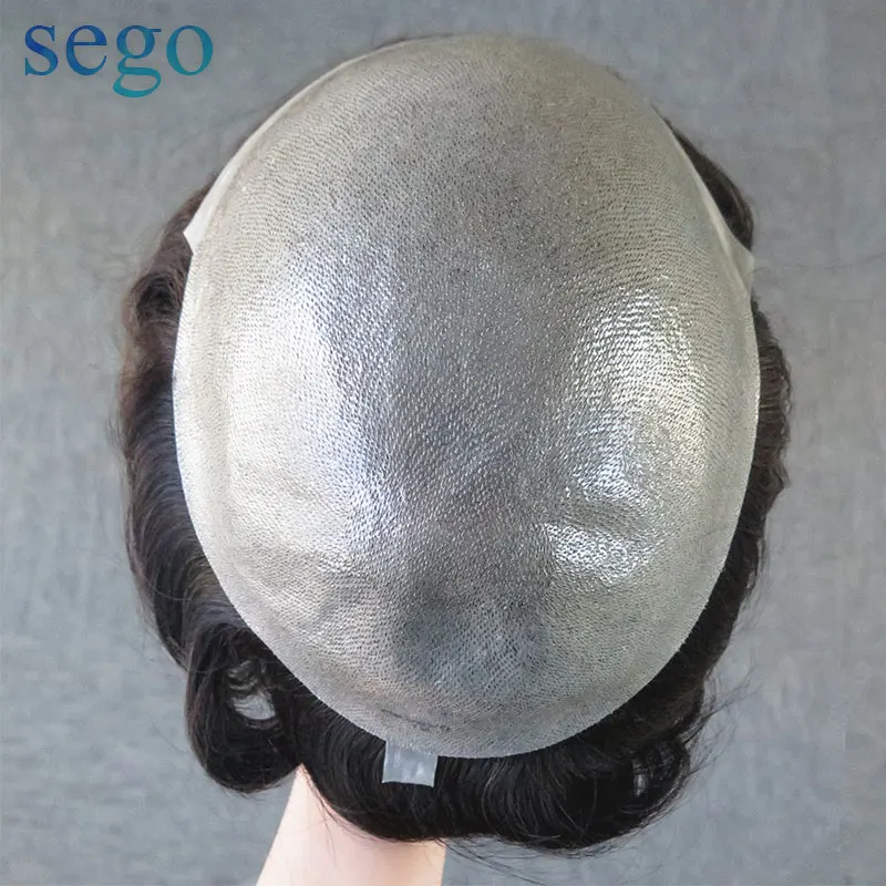 SEGO 8 ''x 10'' прочная тонкая кожа PU 0,04-0,05 мм натуральные волосы для мужчин парик не Реми волосы индийские волосы Замена для мужчин t система плотность