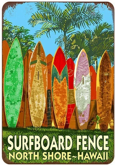 

Винтаж металлический знак жестяная вывеска летнего серфинга скейтборд Гавайи домашний бар Кухня Wall Art вывеска для декора 12X8Inch