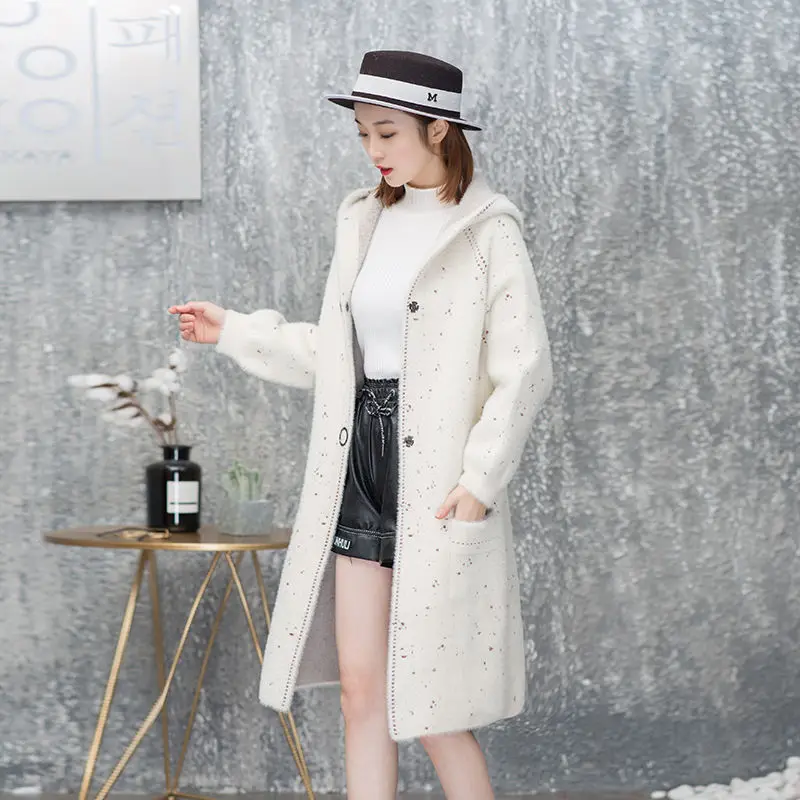 2019 женская искусственная норка пальто с мехом Куртка капюшоном 4 цвета кардиган