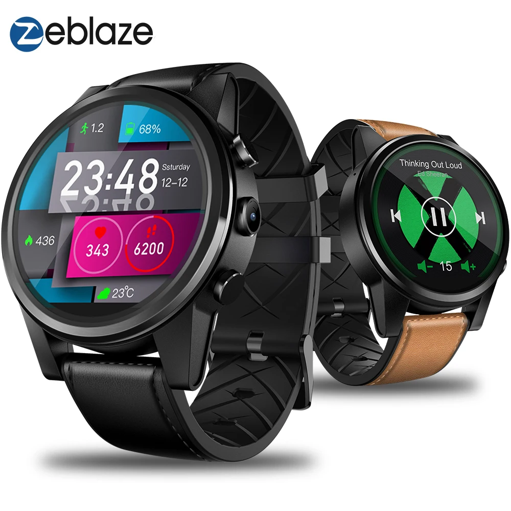 Zeblaze Thor 4 Pro 4g Smartwatch 1 6 дюймов 320*320p x 16 Гб 600 мАч gps Смарт часы спортивный кожаный