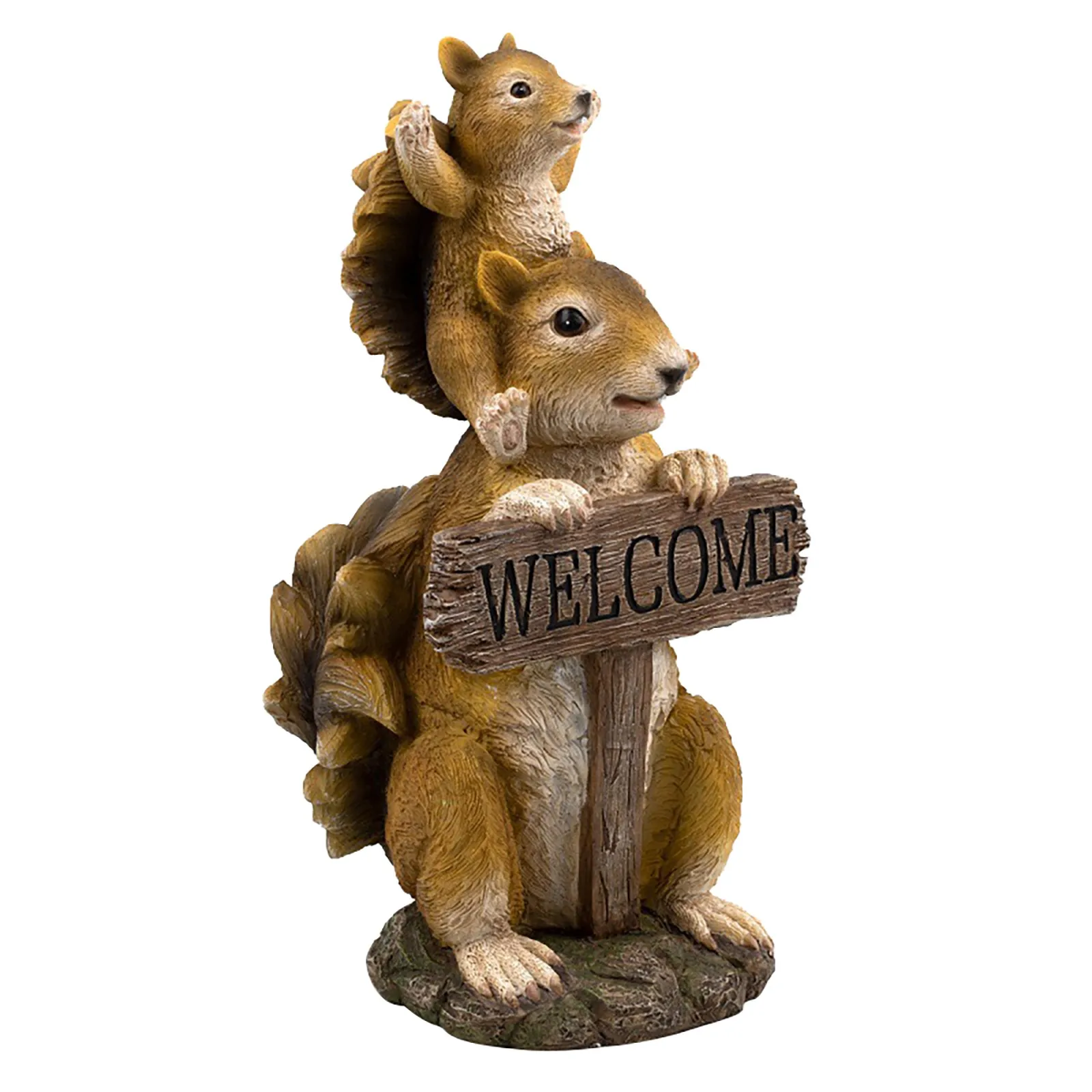 

Garden Squirrel Welcome Sign Greetings Squirrel Statue Cute Garden Art Sculpture Outdoor Animal Model Ornament Yard Figurines