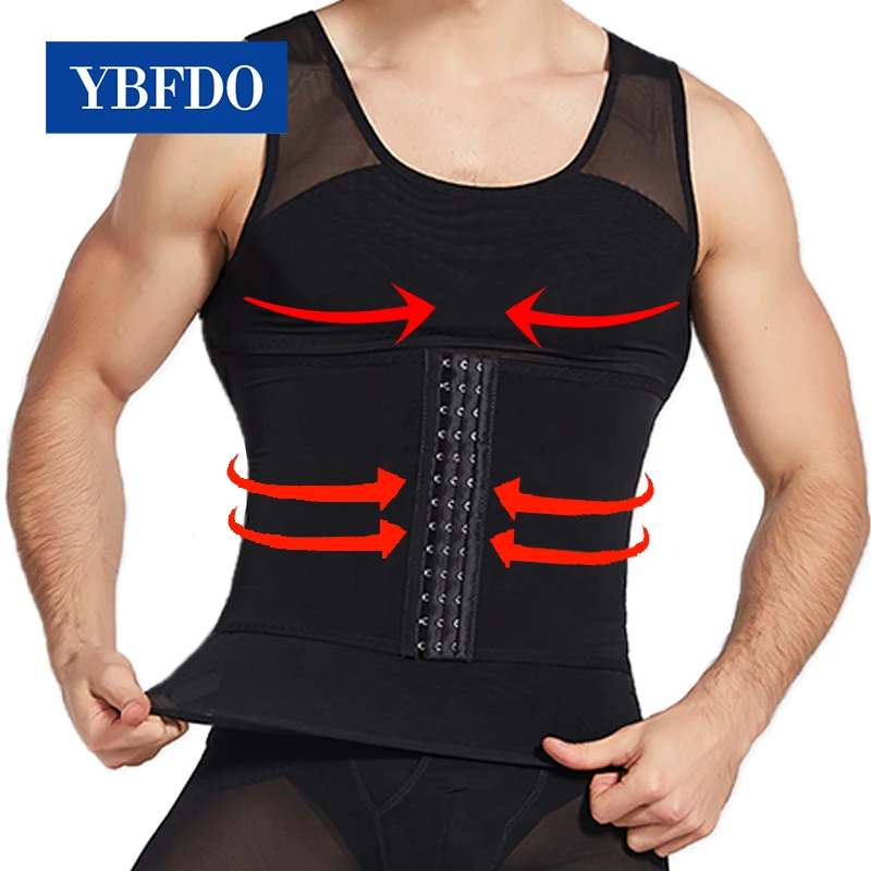 

YBFDO Men's Breasted Adjustment Abdomen Vest Shaping Mesh Chain Corset Corset Belly Stereotyped invisible and breathable Vest