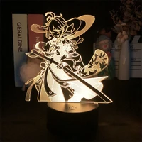 genshin impact kaedehara kazuha game battery operated 3d led night light alarm clock base 7 color with remote delivery table
