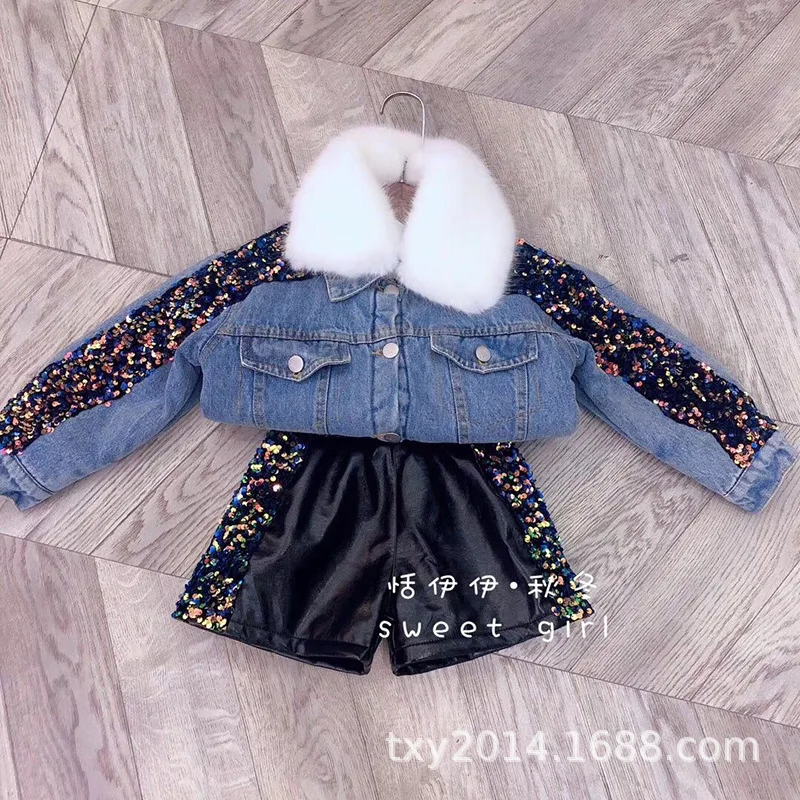 Пальто для девочек Новинка 2019 г. осенне-зимняя одежда детская джинсовая куртка с