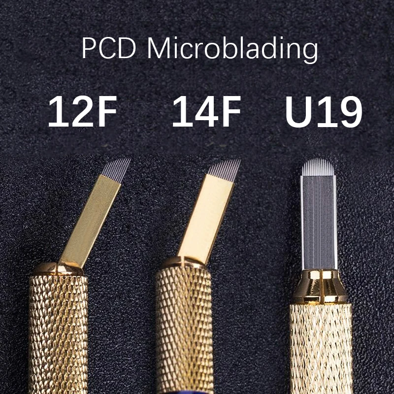 

100 шт. микроблейдинг PCD иглы Flex U12/14/19 пин вышивка губ плавающая кривая PMU Профессиональный Перманентный макияж