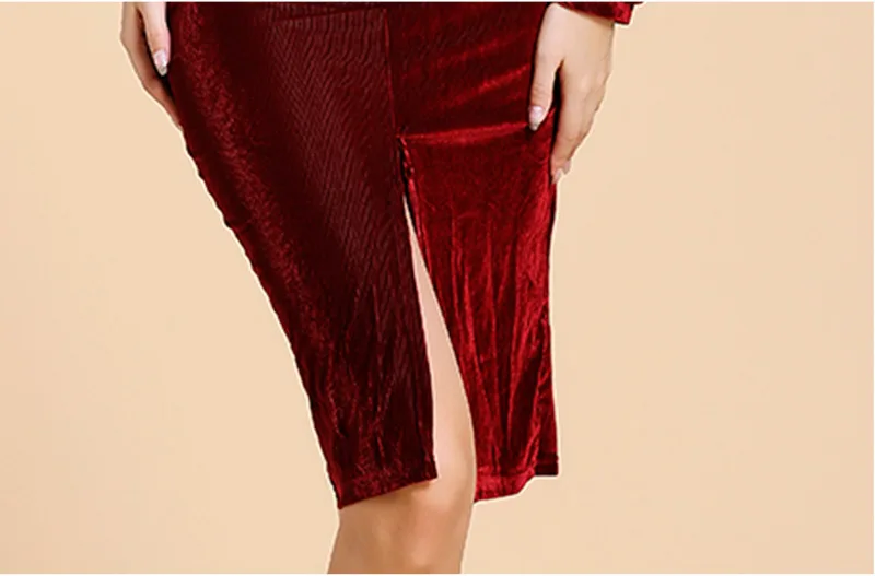 

Velvet Dresses Elegant Temperament New Autumn and Winter Skirts In The Long Slim