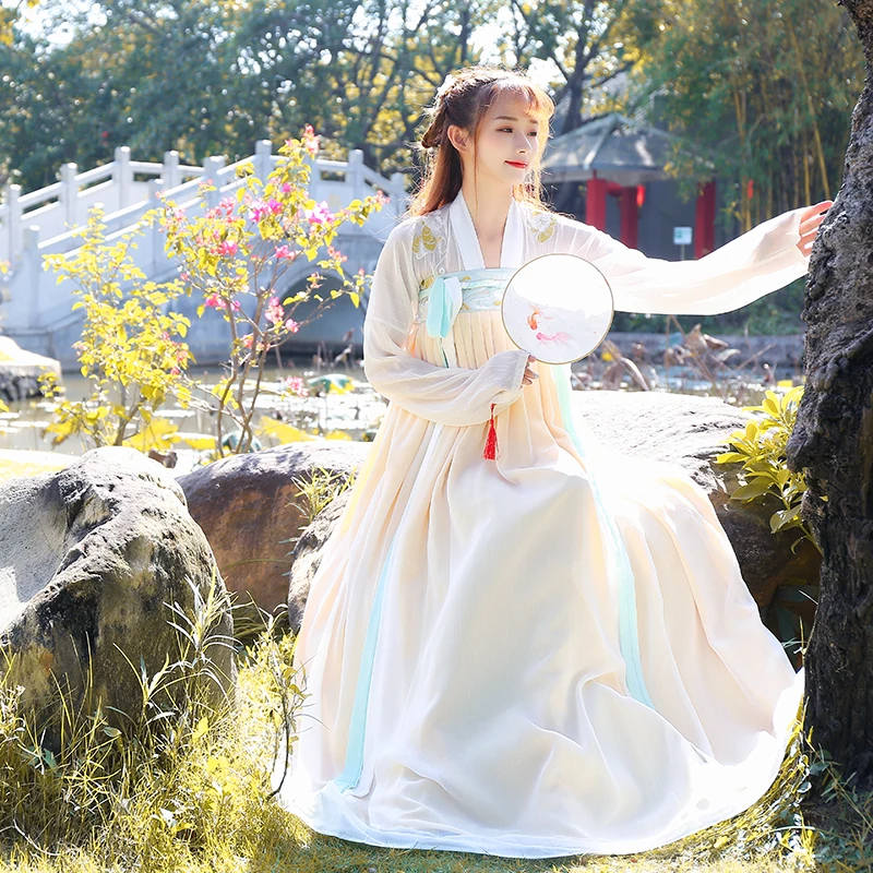 Hanfu женское китайское платье Китайский народный танец костюмы традиционная