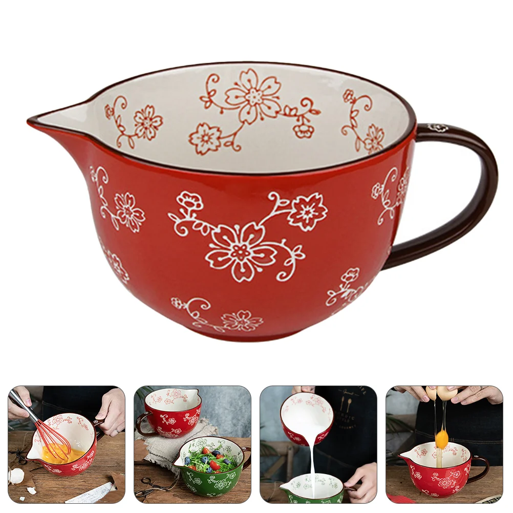 

1Pc Ceramic Mixing Bowl Egg Mixing Storage Bowl Creative Mixing Holder (Red)