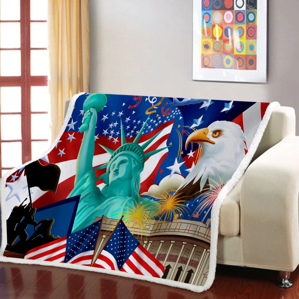 

Stars Stripes Flag Sherpa Blanket American Flag Weighted Blanket Picnic Throw Blanket Home Independence Day Bedroom Blanket