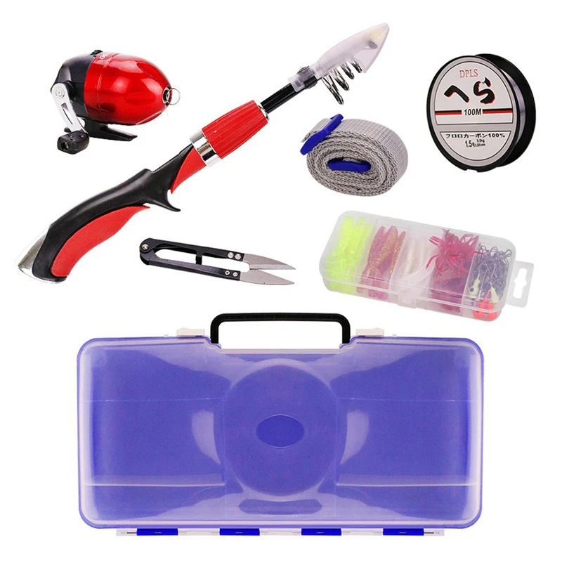 

HOT 62Pcs 1.2M Mini Lure Sea Fishing Rod And Reel Combo Set Cute Rod With Fishing Reel Line Beginner Fishing Set EVA Handle
