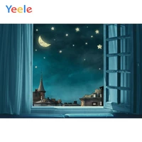 vintage window curtain moon star city dreamy scene baby portrait backdrop photography background for photo studio photophone