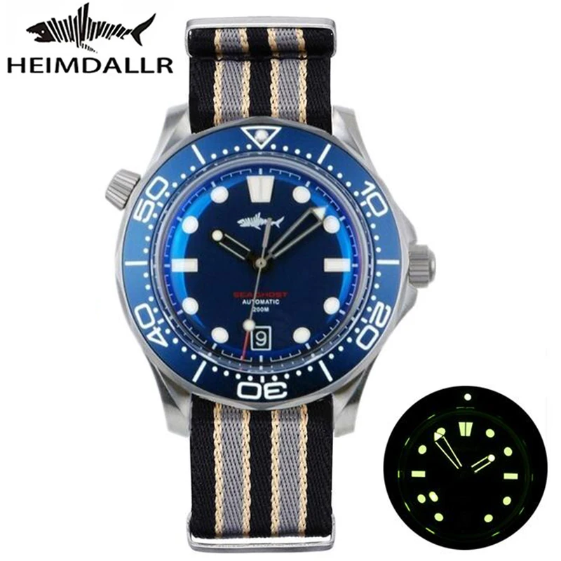 

HEIMDALLR NTTD Diver Watch Titanium Sea Ghost NH35 Automatic Self-Wind Mechanical C3 Luminous Dial Wristwatch with Steel Band