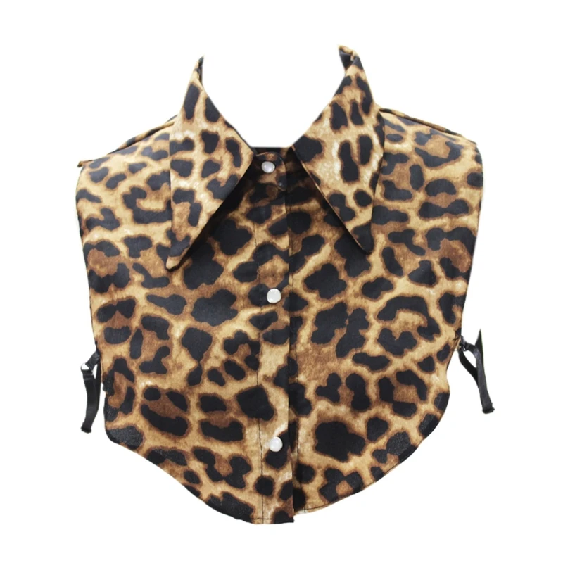 

Женская леопардовая Съемная блузка с ложным воротником и острым лацканом, полурубашка Dickey 85WB