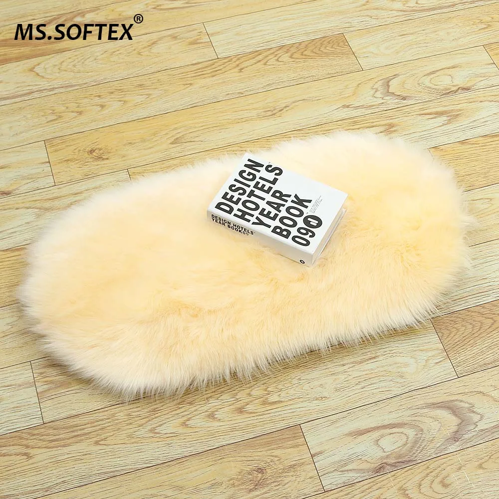 Коврик MS.SoftexSoft из искусственного меха для гостиной длинный плюшевый овальный
