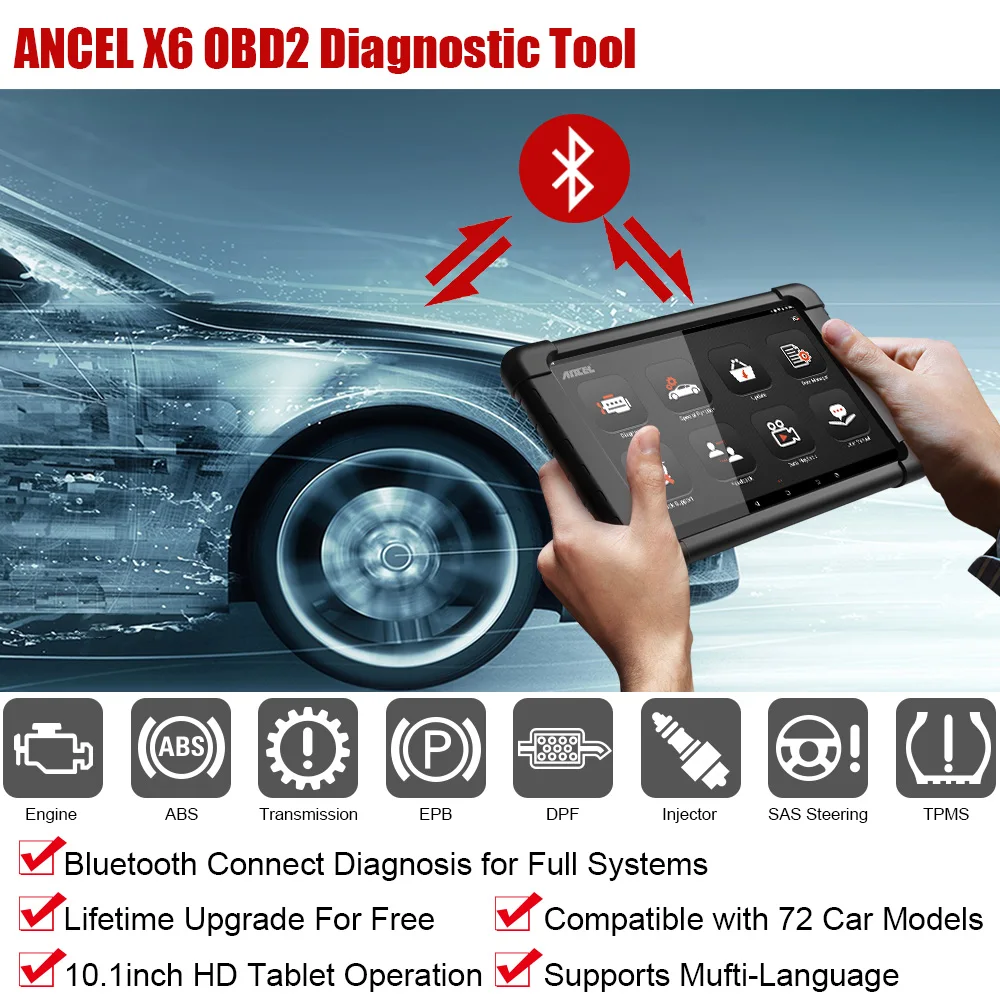 ANCEL X6 OBD2 сканер Bluetooth SAS ABS EPB DPF IMMO TPMS полная система сброса масла автомобильный