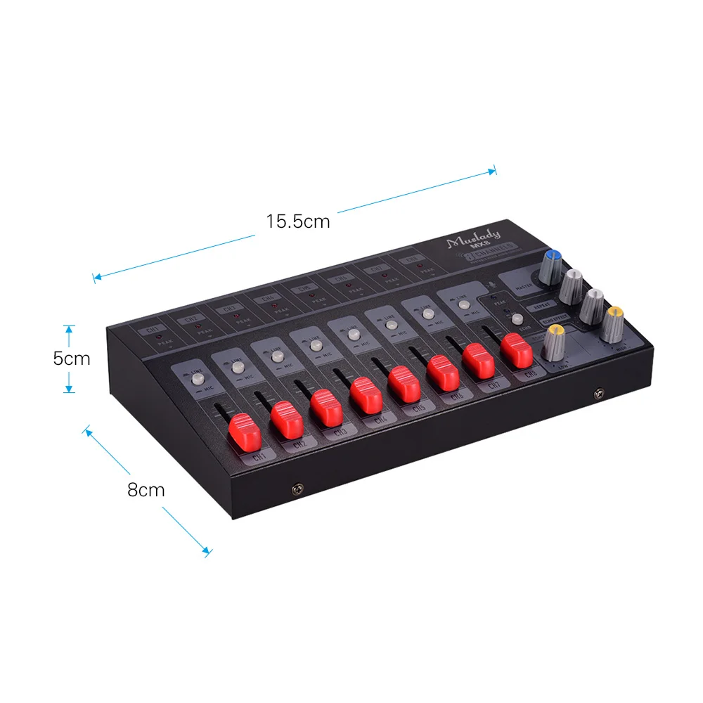 Muslady MX8 компактная звуковая карта микшерная консоль цифровой аудиомикшер BT MP3 USB вход+ 12 В фантомная мощность для музыкальная запись