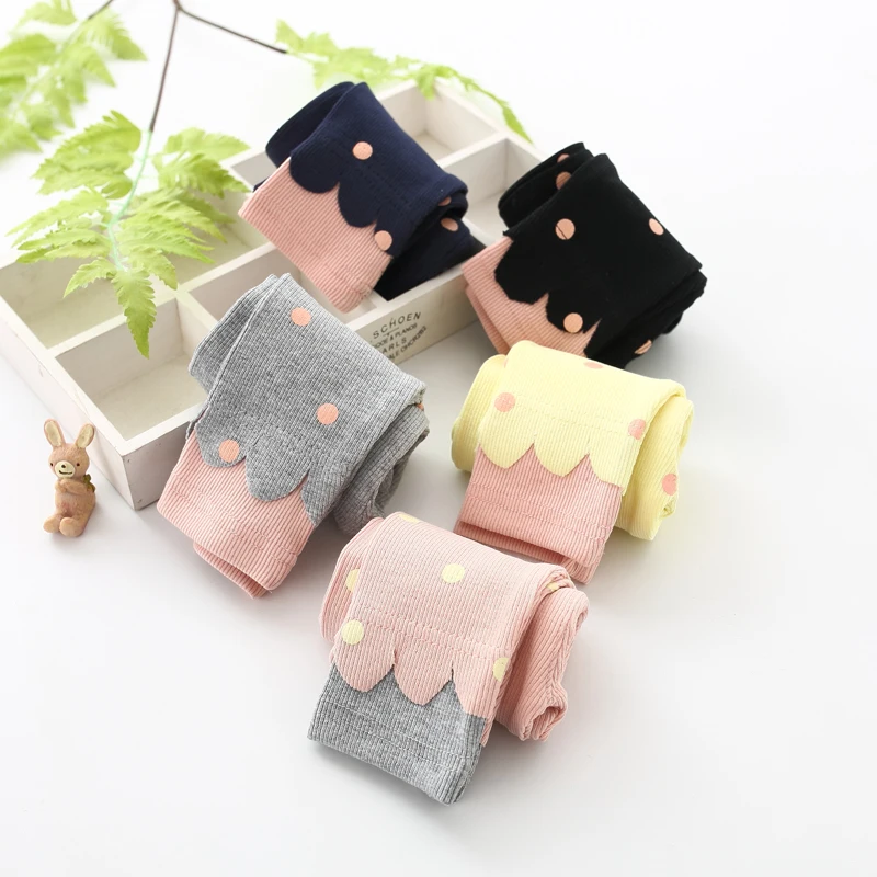 Теплые штаны YALOODE в горошек для маленьких девочек на весну и осень мягкие удобные