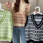 Женский трикотажный свитер, без рукавов, с V-образным вырезом, осень 2020